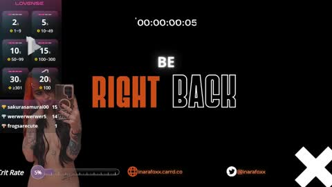 Snapshot of inarafoxxx chatting on January 6, 3:53 am Inarafoxx online show from January 6, 3:53 am